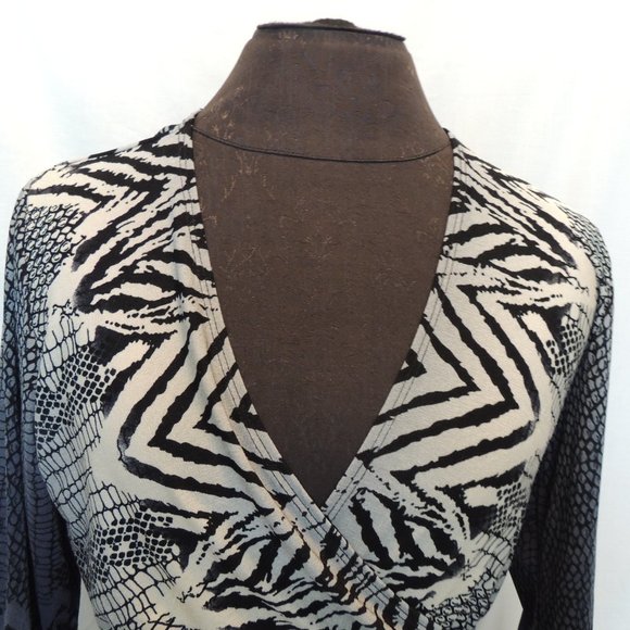 Chico's Sz 0 Dress Empire Waist Surplice Zebra Print 3/4 Sleeves Small - Picture 3 of 4